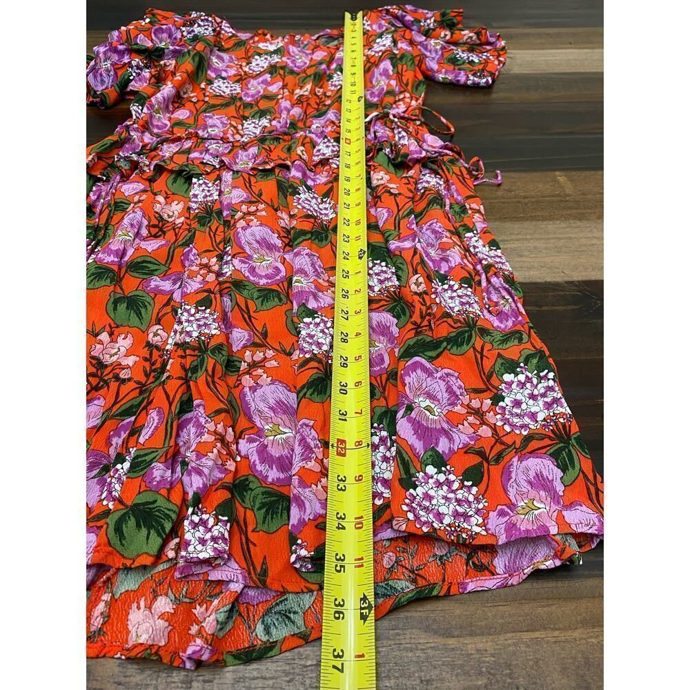 SFERA Collection Floral Mini Dress Ruffle Short Sleeve Femme Belted Party Size M - Picture 9 of 10